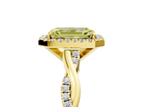 Yellow gold Fancy Yellow Emerald  Cut Halo Twisted Band Four-Prong Ring_25