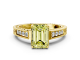 Yellow gold Fancy Yellow Emerald  Cut Milgrain Channel Set Engagement Ring with Solitaire Prong Setting_66