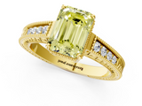 Yellow gold Fancy Yellow Emerald  Cut Milgrain Channel Set Engagement Ring with Solitaire Prong Setting_67