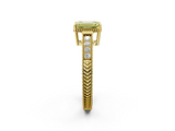 Yellow gold Fancy Yellow Emerald  Cut Milgrain Channel Set Engagement Ring with Solitaire Prong Setting_68