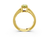 Yellow gold Fancy Yellow Emerald  Cut Milgrain Channel Set Engagement Ring with Solitaire Prong Setting_69