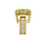 Yellow gold Fancy Yellow Emerald  Cut Milgrain Channel Set Engagement Ring with Solitaire Prong Setting_71