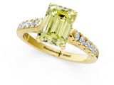 Yellow gold Fancy Yellow Emerald  Cut Pavé Band Solitaire Ring with Four-Prong Setting_26