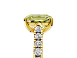 Yellow gold Fancy Yellow Emerald  Cut Pavé Band Solitaire Ring with Four-Prong Setting_30