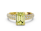 Yellow gold Fancy Yellow Emerald  Cut Pave Diamond Engagement Ring with Channel Set Band and Four-Prong Setting_20