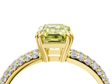 Yellow gold Fancy Yellow Emerald  Cut Pave Diamond Engagement Ring with Channel Set Band and Four-Prong Setting_24