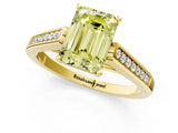 Yellow gold Fancy Yellow Emerald Cut Solitaire Cathedral Diamond Engagement Ring with Channel-Set Band and Four-Prong Setting_4