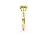 Yellow gold Fancy Yellow Emerald Cut Solitaire Cathedral Diamond Engagement Ring with Channel-Set Band and Four-Prong Setting_5