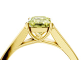 Yellow gold Fancy Yellow Emerald Cut Solitaire Cathedral Diamond Engagement Ring with Channel-Set Band and Four-Prong Setting_7