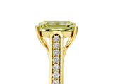 Yellow gold Fancy Yellow Emerald Cut Solitaire Cathedral Diamond Engagement Ring with Channel-Set Band and Four-Prong Setting_8