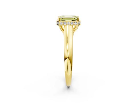 Yellow gold Fancy Yellow Emerald Cut Solitaire Diamond Engagement Ring with Four-Prong Setting and Tapered Band_2