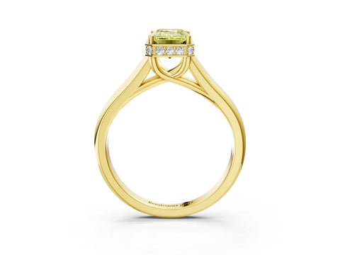 Yellow gold Fancy Yellow Emerald Cut Solitaire Diamond Engagement Ring with Four-Prong Setting and Tapered Band_3