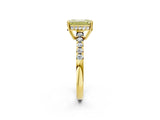 Yellow gold Fancy Yellow Emerald Cut Solitaire Diamond Engagement Ring with Pavé Band and Six-Prong Setting_14