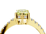 Yellow gold Fancy Yellow Emerald Cut Solitaire Diamond Engagement Ring with Pavé Band and Six-Prong Setting_16