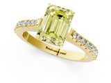 Yellow gold Fancy Yellow Emerald  Cut Solitaire Diamond Engagement Ring with Pave Band and Four-Prong Setting_164