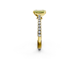 Yellow gold Fancy Yellow Emerald  Cut Solitaire Diamond Engagement Ring with Pave Band and Four-Prong Setting_165