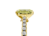Yellow gold Fancy Yellow Emerald  Cut Solitaire Diamond Engagement Ring with Pave Band and Four-Prong Setting_168