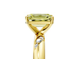 Yellow gold Fancy Yellow Emerald Cut Solitaire Diamond Engagement Ring with Twisted Pave Band and Four-Prong Setting_8
