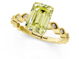 Yellow gold Fancy Yellow Emerald Cut Solitaire Diamond Ring with Infinity Twist Band and Four-Prong Setting_1
