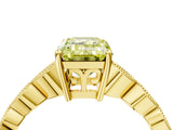 Yellow gold Fancy Yellow Emerald Cut Solitaire Diamond Ring with Infinity Twist Band and Four-Prong Setting_4