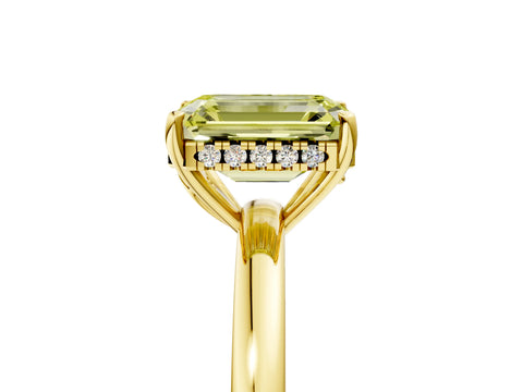 Yellow gold Fancy Yellow Emerald Cut Solitaire Diamond Ring with Prong Setting and Plain Band_5