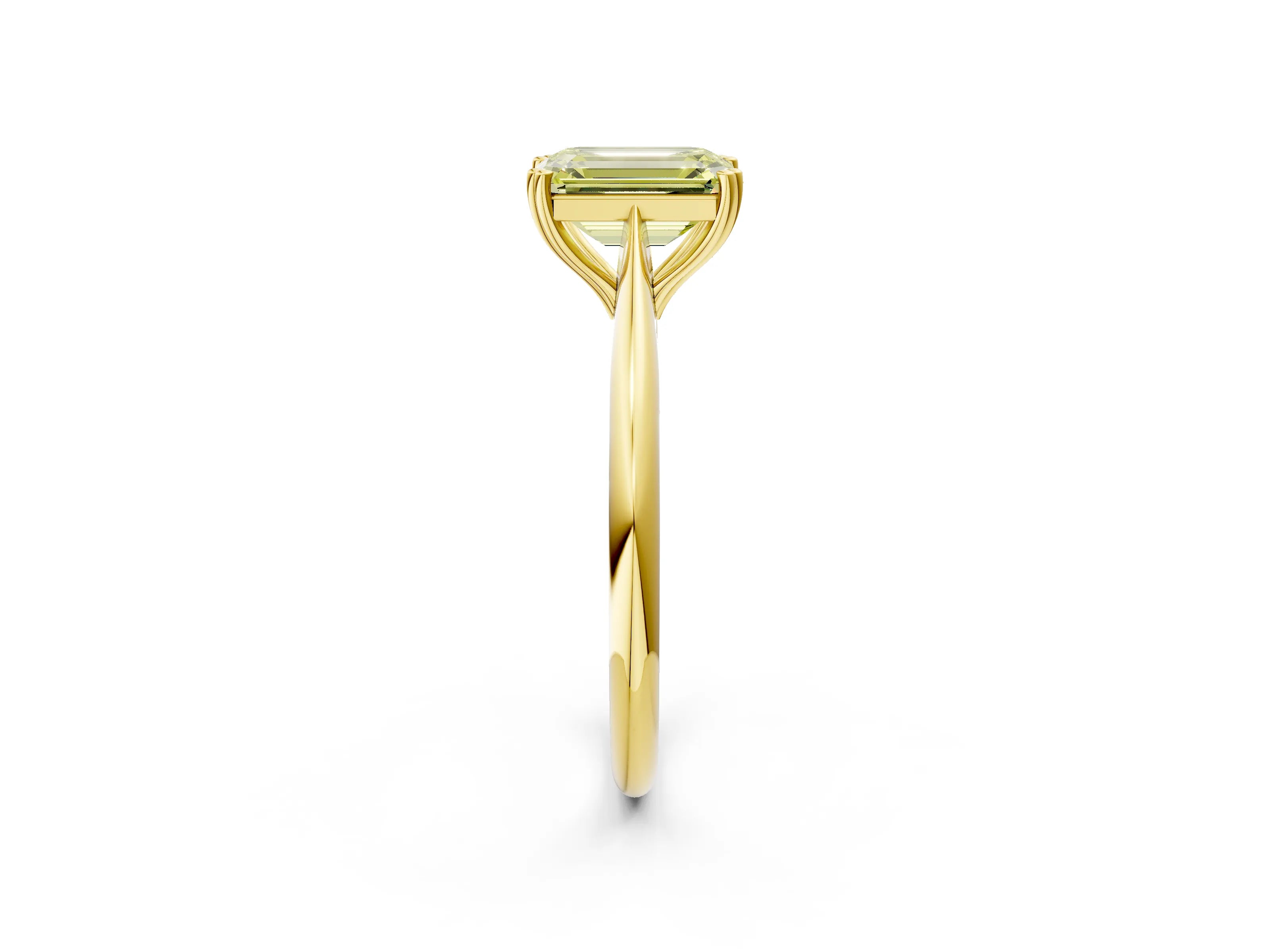 Yellow gold Fancy Yellow Emerald Cut Solitaire Diamond Ring with Six-Prong Setting and Classic Band_2