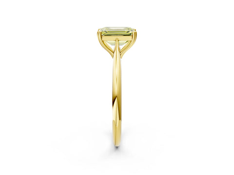 Yellow gold Fancy Yellow Emerald Cut Solitaire Diamond Ring with Six-Prong Setting and Classic Band_2