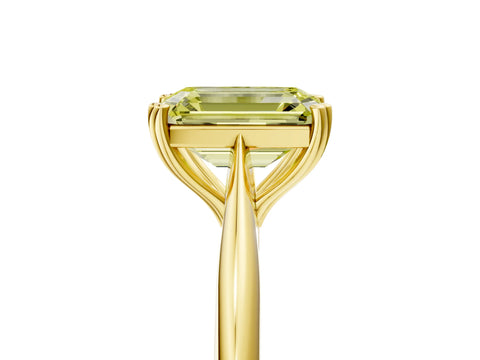 Yellow gold Fancy Yellow Emerald Cut Solitaire Diamond Ring with Six-Prong Setting and Classic Band_5