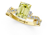 Yellow gold Fancy Yellow Emerald  Cut Solitaire Diamond Twisted Band with Pave Setting_48