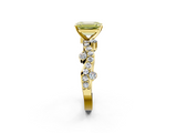 Yellow gold Fancy Yellow Emerald  Cut Solitaire Diamond Twisted Band with Pave Setting_49