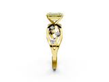 Yellow gold Fancy Yellow Emerald  Cut Solitaire Diamond with Side Stones on Criss-Cross Band and Four-Prong Setting_5