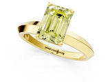 Yellow gold Fancy Yellow Emerald  Cut Solitaire Engagement Ring with Flat Band and Four-Prong Setting 1