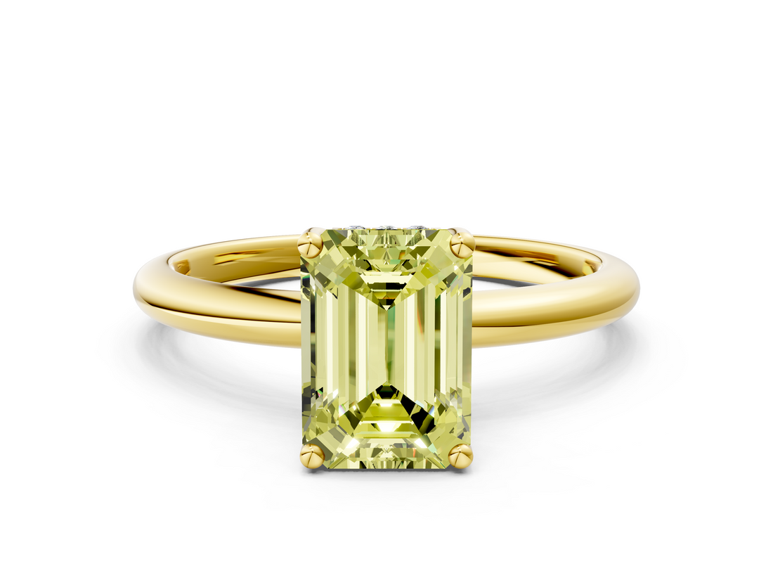 Yellow gold Fancy Yellow Emerald  Cut Solitaire Engagement Ring with Four-Prong Setting and Classic Band_20