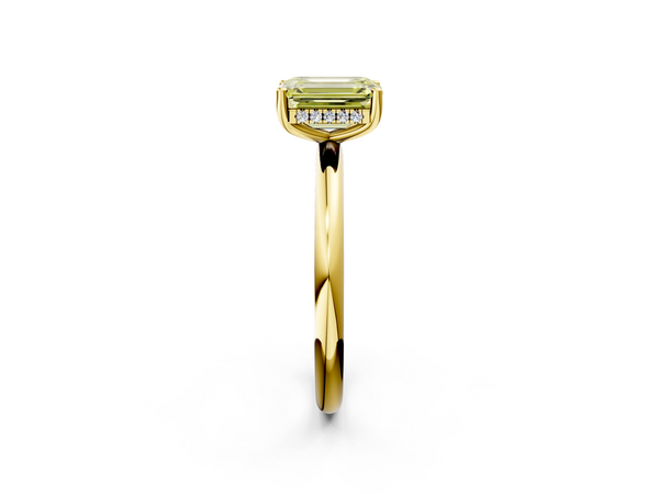 Yellow gold Fancy Yellow Emerald  Cut Solitaire Engagement Ring with Four-Prong Setting and Classic Band