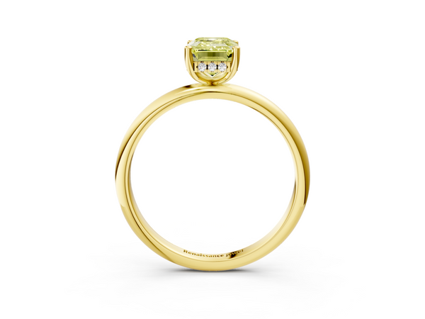 Yellow gold Fancy Yellow Emerald  Cut Solitaire Engagement Ring with Four-Prong Setting and Classic Band