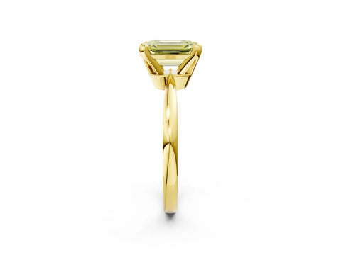 Yellow gold Fancy Yellow Emerald Cut Solitaire Engagement Ring with Six-Prong Setting and Tapered Band_2