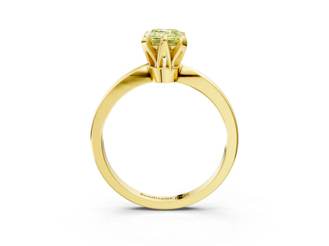Yellow gold Fancy Yellow Emerald Cut Solitaire Engagement Ring with Six-Prong Setting and Tapered Band_3