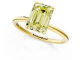 Yellow gold Fancy Yellow Emerald  Cut Solitaire Engagement Ring with Thin Band and Four-Prong Setting_4
