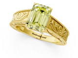 Yellow gold Fancy Yellow Emerald  Cut Solitaire Engraved Band with Four-Prong Setting_80