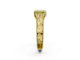 Yellow gold Fancy Yellow Emerald  Cut Solitaire Engraved Band with Four-Prong Setting_81