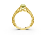 Yellow gold Fancy Yellow Emerald  Cut Solitaire Engraved Band with Four-Prong Setting_82