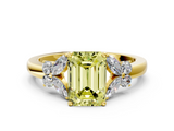 Yellow gold Fancy Yellow Emerald  Cut Solitaire Floral Diamond Ring with Four-Prong Setting_37