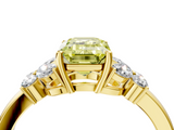 Yellow gold Fancy Yellow Emerald  Cut Solitaire Floral Diamond Ring with Four-Prong Setting_41