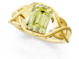 Yellow gold Fancy Yellow Emerald Cut Solitaire Intertwined Band Prong Setting Ring_1