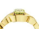 Yellow gold Fancy Yellow Emerald Cut Solitaire Intertwined Band Prong Setting Ring_4