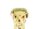 Yellow gold Fancy Yellow Emerald Cut Solitaire Intertwined Band Prong Setting Ring_5
