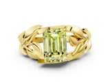 Yellow gold Fancy Yellow Emerald Cut Solitaire Leaf-Inspired Engagement Ring with Prong Setting_12