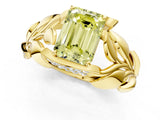 Yellow gold Fancy Yellow Emerald Cut Solitaire Leaf-Inspired Engagement Ring with Prong Setting_13