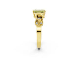 Yellow gold Fancy Yellow Emerald Cut Solitaire Milgrain Leaf Band with Prong Setting_2