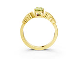Yellow gold Fancy Yellow Emerald Cut Solitaire Milgrain Leaf Band with Prong Setting_3